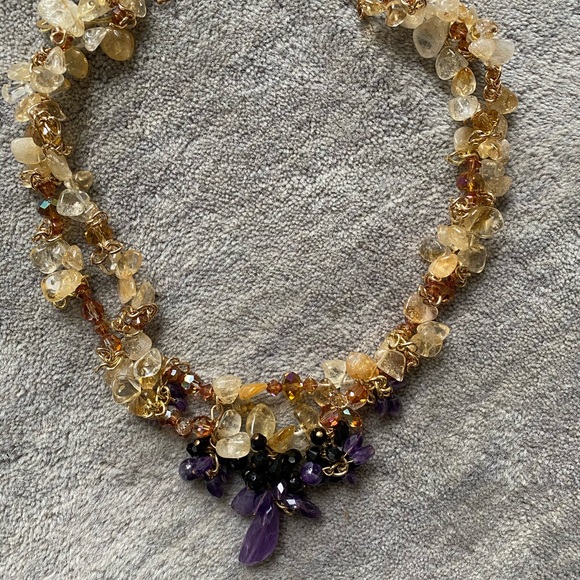 Mia Elliott Jewelry - Gold and purple beaded necklace